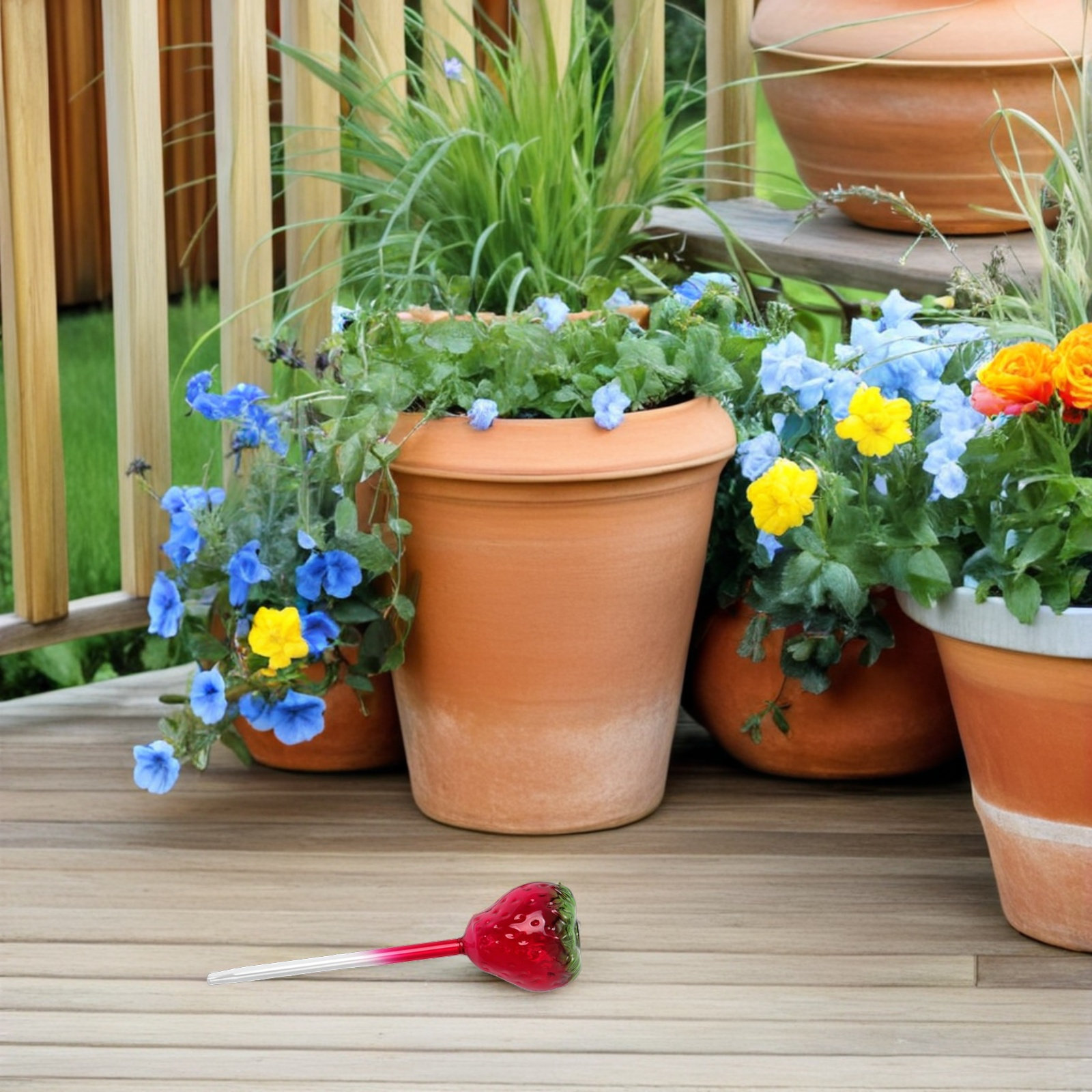 2Pcs Glass Strawberry Water Bu - Self Watering Insert のレビューと価格