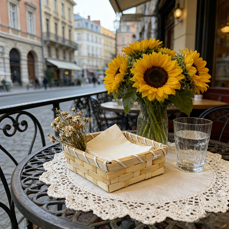 Handwoven Bamboo Napkin Basket - Agar Tissue Culture のレビューと価格