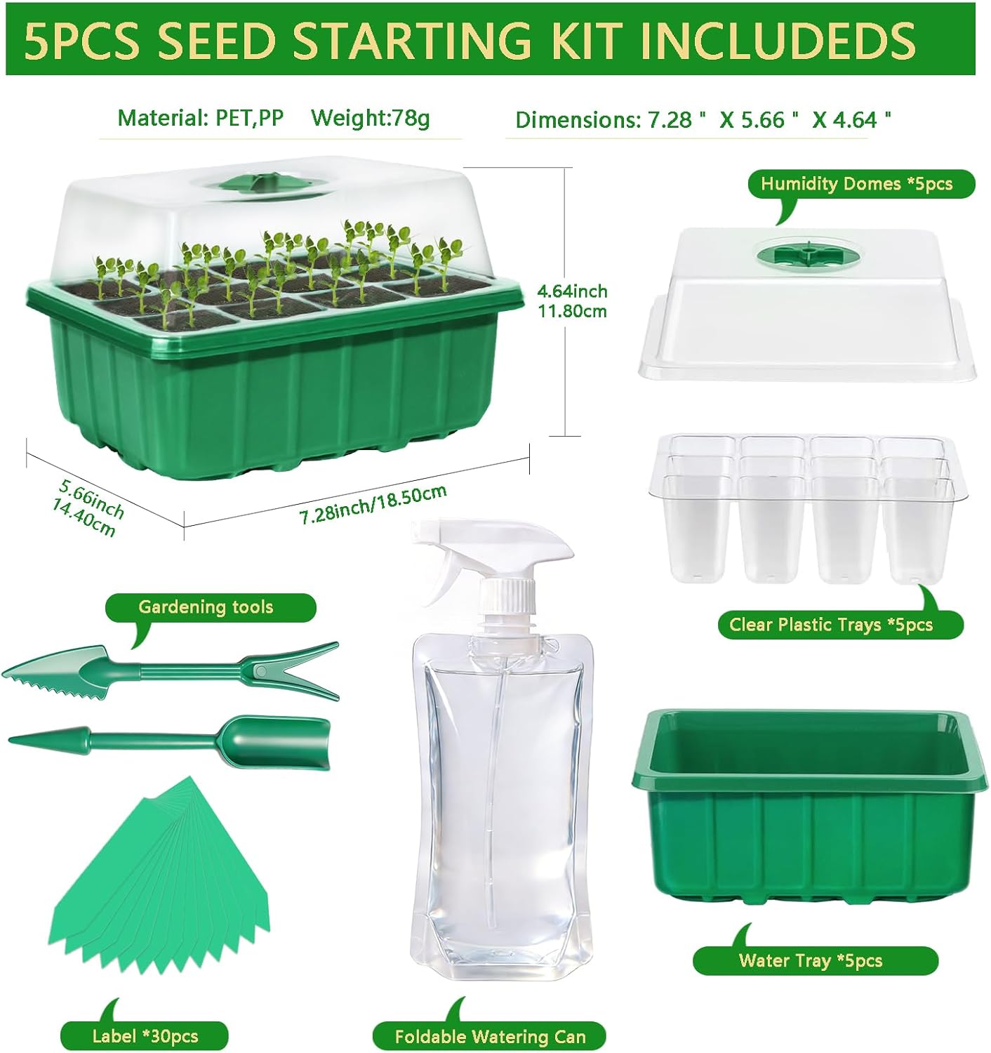 5-Pack Seed Starter Tray Kit w - Humidity Dome Kit のレビューと価格